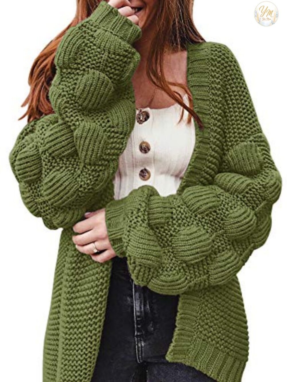Oversized Chunky Knit Cardigan Open Front Long Sweater Coat